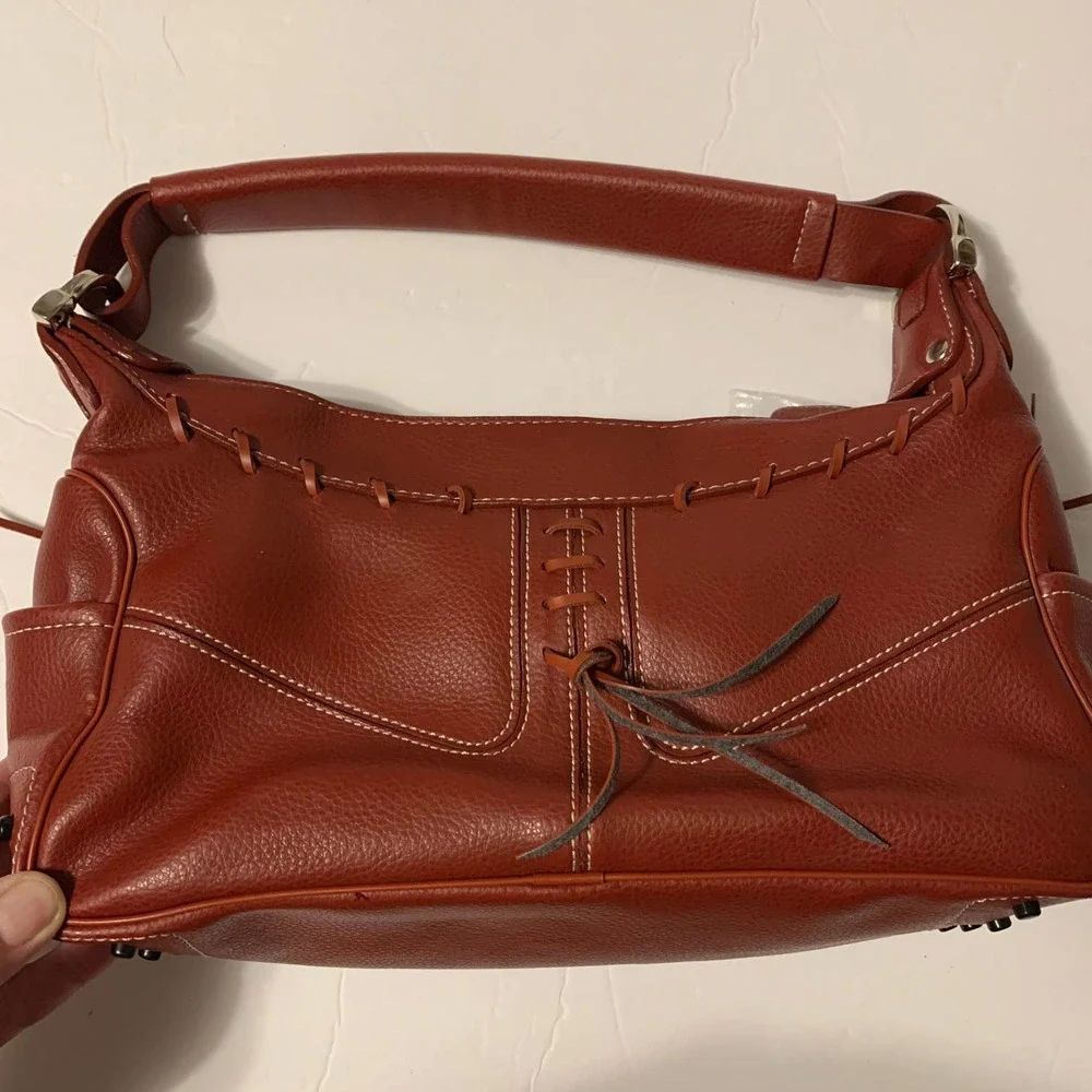 Red Pebbled Leather‎ Satchel NWOT